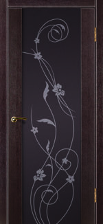 Доступные двери модель Cтиль1 ПВХ (венге) черный триплекс рис Орхидея