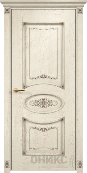 Межкомнатная дверь Classic Эллипс с декором ПГ Слоновая кость патина коричневая