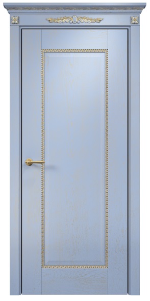 Межкомнатная дверь Classic Александрия ПГ шпон голубая эмаль патина золото