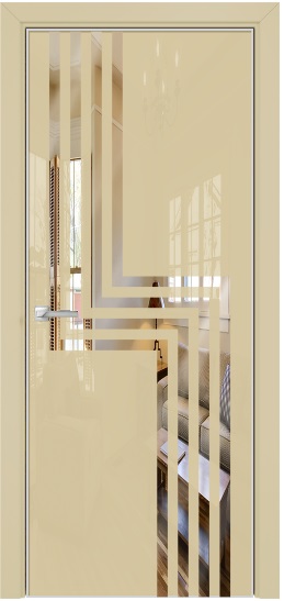 Межкомнатная дверь Alum Скрытые Арт стекло цвет RAL 1015 Lacobel по зеркалу, Рисунок рисунок 1