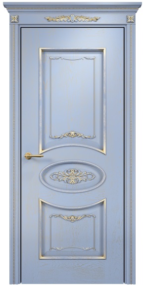 Межкомнатная дверь Classic Эллипс с декором ПГ Голубая эмаль патина золото