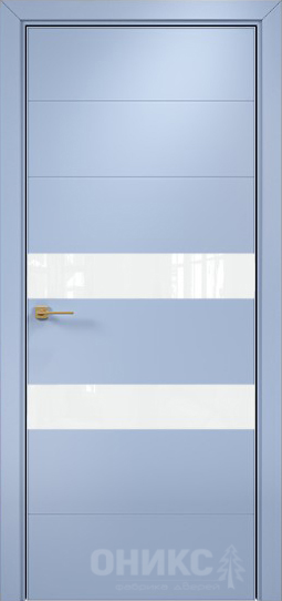 Межкомнатная дверь Alum Лайн Эмаль голубая МДФ, вставки Lacobel RAL 0333
