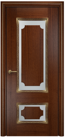 Межкомнатная дверь Classic Оникс ПО шпон Красное дерево черная патина, отделка золотом