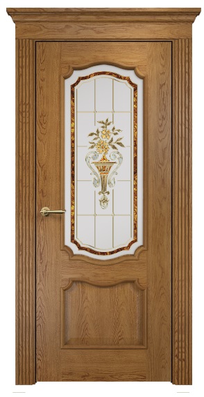 Межкомнатная дверь Classic Венеция ПО шпон Дуб золотистый, Заливной витраж, Рисунок заливной витраж №1