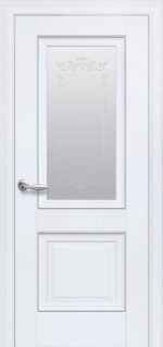 Межкомнатная дверь НС Элегант Имидж белый матовый молдинг стекло Р2