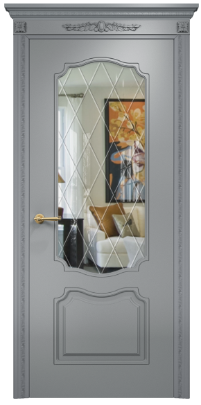 Межкомнатная дверь Lite Венеция фреза шпон Эмаль по RAL7040 МДФ Гравировка, Рисунок ромбы
